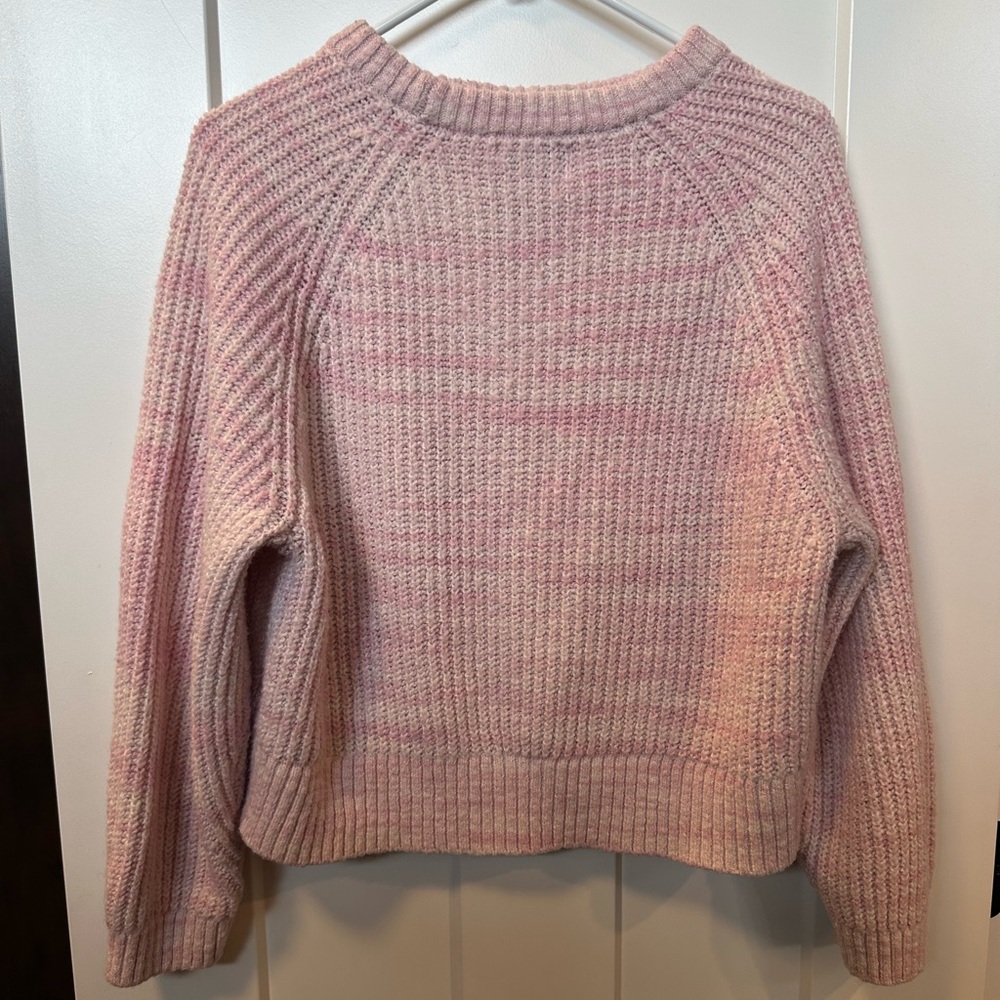 Old Navy Pink Crew Neck Sweater Chunky Knit Raglan Sleeves